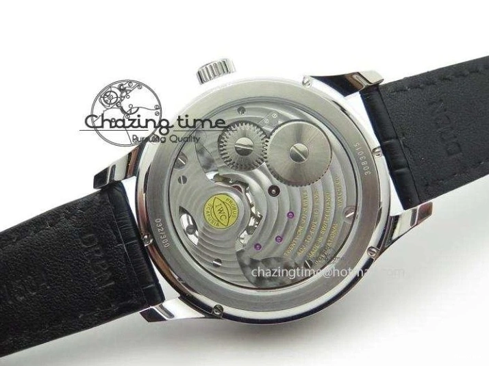 MIROTIME 0120 UrbanStyle Portuguese Tourbillon Power Reserve Moonphase SS White Dial On Black Leather Strap 7318